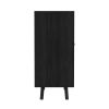 Bohemian Bar Cabinet, Natural Rattan Doors, Removable Wine Rack in Ebony