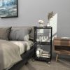3 Tier Bar Cart for Home, Mobile Bar Serving Cart, Wine Cart on Wheels, Industrial Style Wine Cart for Kitchen, Beverage Cart with Wine Rack and Glass