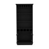 70"H Bar Cabinet with Wine Rack, Upper Glass Cabinet, three Open Storage Shelves and One Cabinet,Black