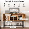 Industrial Kitchen Buffet Sideboard with Wine Rack and 2 Doors