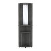 DEPOT E-SHOP Nashville Corner Bar Cabinet Unit with Wine Glass Rack and Lower Cabinet, Smokey Oak