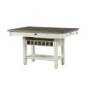 Antique White and Rosy Brown 1pc Counter Height Table with Storage Drawers Display Shelf Wine Rack Casual Dining Furniture
