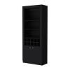 Mia Black Bar Cabinet with Wine Storage and Three Shelves